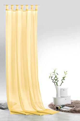 Fashion&Joy - Schlaufenschal Voile hellgelb HxB 245x140 cm - transparent einfarbig - Dekoschal gelb Gardine Typ418 von fashion and joy