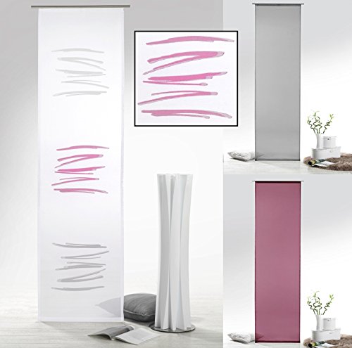 fashion and joy Flächenvorhang mit Farbverlauf in Beere grau Abstrakt inkl. Zubehör HxB 245x60 cm - Schiebegardine halbtransparent Modern Chic Gardine Typ415 von fashion and joy