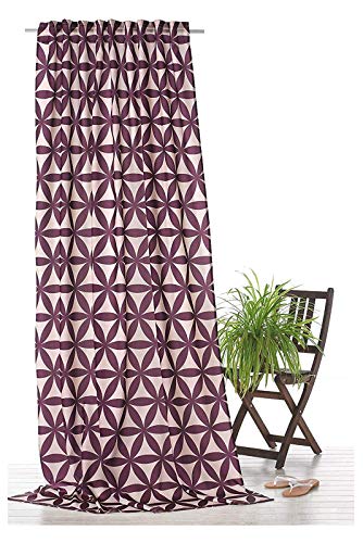 fashion and joy Gardine modischer Dekoschal in aubergine Natur Vorhang mit Kräuselband HxB 240x140 cm - weichfliesende Qualität Blickdicht pink Beere von fashion and joy