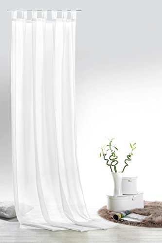 fashion and joy Schlaufenschal Voile weiß HxB 245x140 cm - transparent einfarbig - Dekoschal Gardine Typ418 von fashion and joy