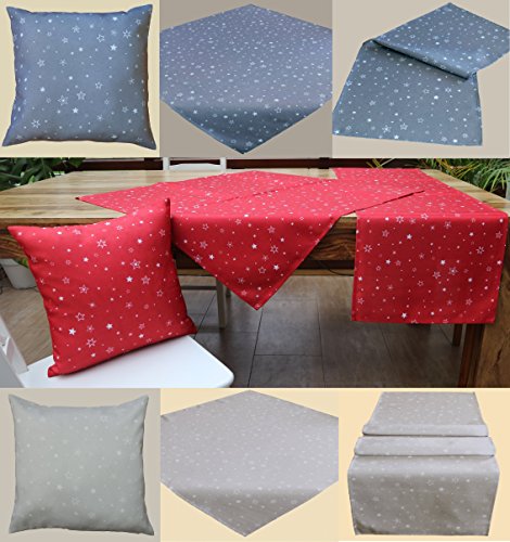 fashion and joy Sterne Weihnachten Tischläufer dunkelgrau in 40x140 cm Weihnacht Tischwäsche & Kissen mit Sternen Weihnachtsdeko Tischdecke anthrazit grauTyp366 von fashion and joy