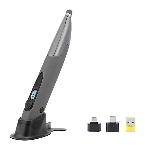 fasient 2.4G USB Wireless Pen-förmige Maus, tragbare kapazitive Touchscreen-Stiftunterstützung Handschriftfunktion Smart Mouse, für Tablet PC Smartphone - Silbergrau von fasient