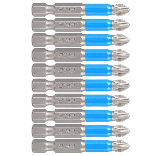 Elektrischer Schraubendreherbohrer,10 Stücke Elektrischer Schraubendrehersatz Anti-Rutsch Magnetbohrer PH2 x 50 mm für elektrische manuelle Schraubendreher von fasient1