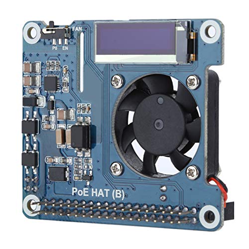 Für Raspberry Pi-Erweiterungskarte, für Raspberry Pi 4B / 3B + POE-Power-Over-Ethernet-Modul mit Lüfter, 0,91-Zoll-OLED, Unterstützung von 802.3af PoE von fasient1