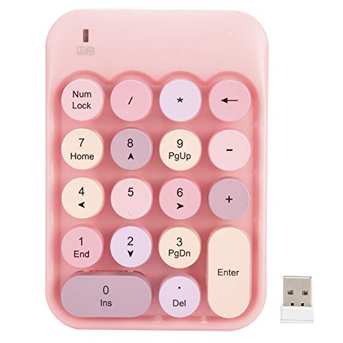 fasient1 Digitale Tastatur, kabellos, 2,4 G, 18 Tasten, mit Mini-USB-Empfänger für Computer/Laptop/Desktop/Tablet – Rosa von fasient1