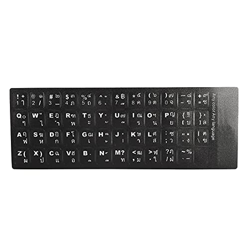 fasient1 Universal Thai Keyboard Stickers, Thai English Keyboard Replacement Sticker, mit Schwarzem Hintergrund und Weißer Beschriftung, für 10-Zoll Bis 17-Zoll-Laptop-PC-Computer von fasient1