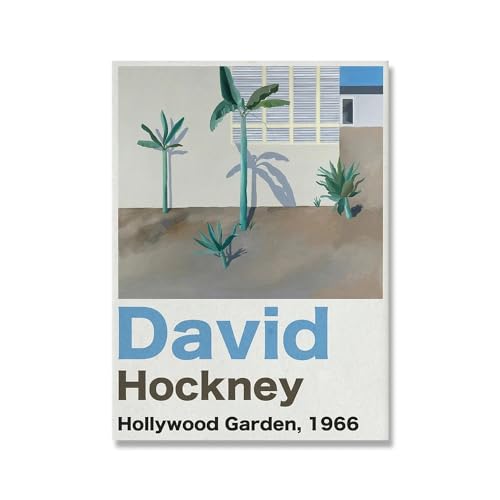 David Hockney Ausstellung Print Canvas Mid Century Modern Poster Minimale abstrakte Pflanzen Wandbilder Bettraum Wohnkultur(B,40x50cm No Frame) von fasmm
