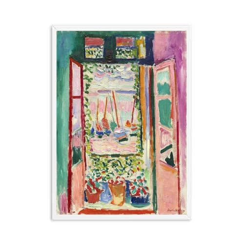 Henri Matisse Abstrakte Malerei Das offene Fenster Minimale Abbildung Wandkunst Leinwand Druckt Vintage Poster Wandbilder(B,50x70cm No Frame) von fasmm