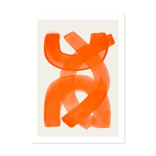 Modernes abstraktes Leinwandbild, orange, blaue Pinselstriche, Muster, Wandkunst, Poster und Druckbild for Wohnzimmer, Heimdekoration(1,40x50 cm no frame) von fasmm