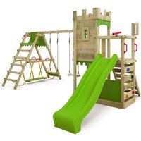 Spielturm Ritterburg BoldBaron mit Schaukel SurfSwing, 10-jährige Garantie, Integrierter Sandkasten - apfelgrün - Fatmoose von fatmoose