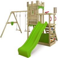 Spielturm Ritterburg BoldBaron mit Schaukel & Sandkasten, 10-jährige Garantie, Integrierter Sandkasten - apfelgrün - Fatmoose von fatmoose