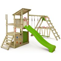 Spielturm Klettergerüst FruityForest mit SurfSwing & Rutsche, Kletterturm mit Sandkasten, Leiter & Spiel-Zubehör - apfelgrün - Fatmoose von fatmoose