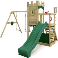 Spielturm Ritterburg BoldBaron mit Schaukel & Sandkasten, 10-jährige Garantie, Integrierter Sandkasten – Grün - Fatmoose von fatmoose
