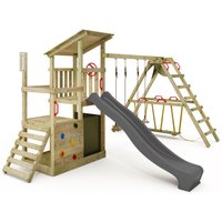 Spielturm Klettergerüst FruityForest mit SurfSwing & Rutsche, Kletterturm mit Sandkasten, Leiter & Spiel-Zubehör – Anthrazit - Fatmoose von fatmoose