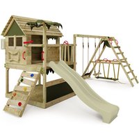 Spielturm Klettergerüst TikaTaka mit Rutsche & SurfSwing, Kletterturm mit Sandkasten, Leiter & Spiel-Zubehör - Salbeigrün - Fatmoose von fatmoose