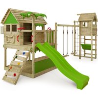 Spielturm Klettergerüst TikaTaka mit Rutsche & TowerSwing, Kletterturm mit Sandkasten, Leiter & Spiel-Zubehör - Apfelgrün - Fatmoose von fatmoose