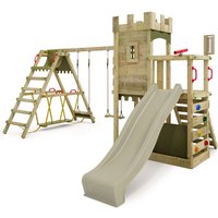 Spielturm Ritterburg BoldBaron mit Schaukel SurfSwing, 10-jährige Garantie, Integrierter Sandkasten – Salbeigrün - Fatmoose von fatmoose