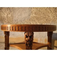 Antiker Runder Esstisch Mit Têtes De Lions Aus Den 20Er Jugendstil Tisch Eiche von sinteins
