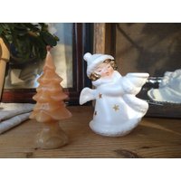 Goebel Engel Kerzenhalter 1975 in Weiß Mit Goldenen Sternen Weihnachten Weihnachstengel Landhaus Shabby Chic von sinteins