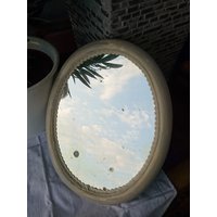 Shabby Chic Alter Spiegel Wandspiegel Oval Landhaus Spitze Romantisch Mirror Blinde Stellen Patina Boheme von sinteins