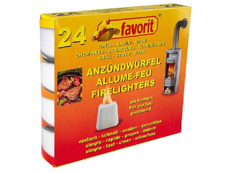 Anzündkamin Favorit Anzündwürfel auf Basis von Paraffin 24 Stk. 1224 von favorit