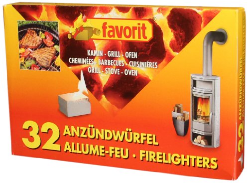 Favorit Anzündewürfel für Grill, Kamin und Ofen; Weiße Anzünder auf Kerosinbasis, besonders brennstark und einfach zu verwenden; in praktischer Vorratsgröße: 32 Stück von Favorit