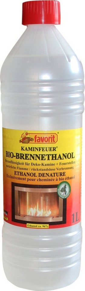 favorit Flüssig-Grillanzünder Biobrennalkohol (1 L, für Indoor-Dekokamine, aus Rohstoffen) 1802, (1-St) von favorit