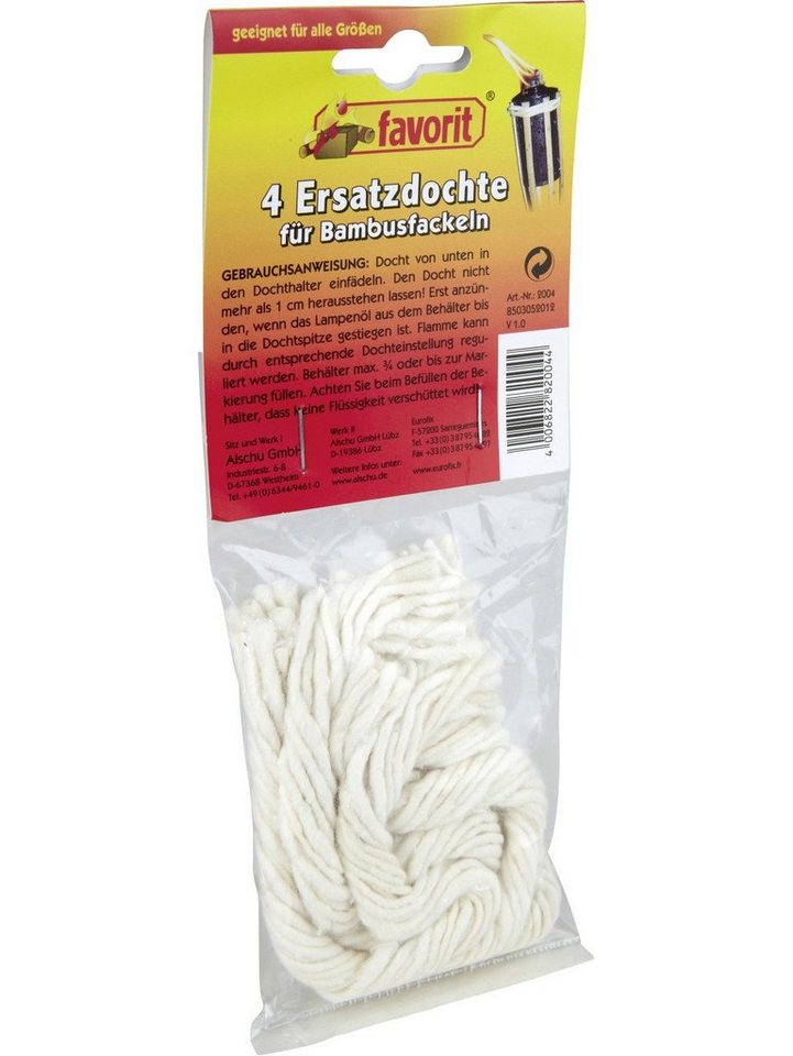 favorit Formkerze Favorit Ersatzdochte für Bambusfackeln, 4er Pack von favorit