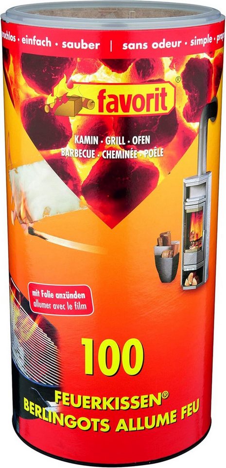 favorit Grillanzünder Anzünder für Kamin, 100 Stück, Feuerkissen, Ofenanzünder, (1-St) von favorit