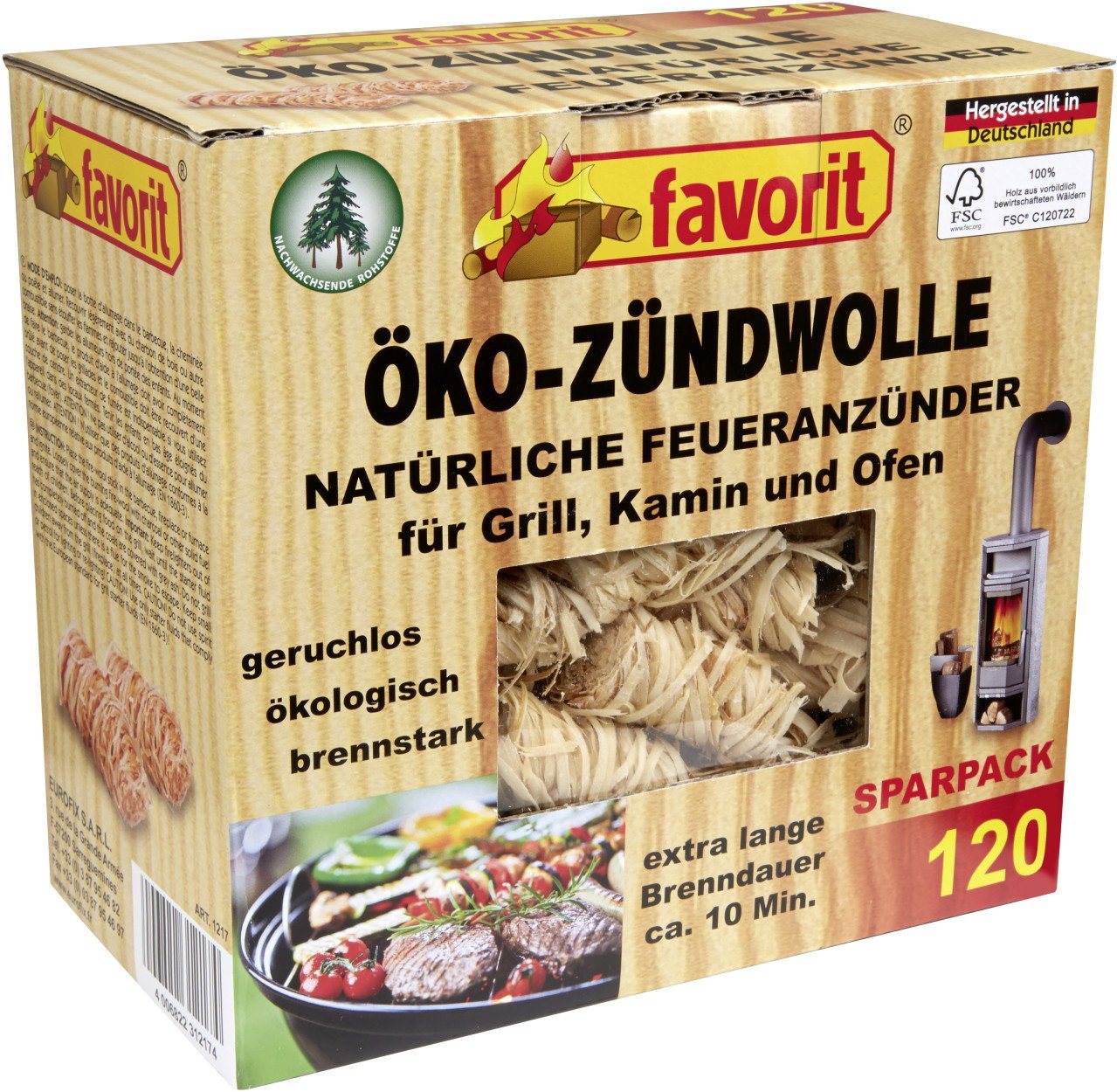 favorit Grillanzünder Favorit Öko-Anzündwolle Sparpack 120 Stück von favorit