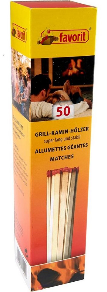 favorit Grillanzünder Streichhölzer 50 Stück extra lang Anzünder 1241, (1-St) von favorit