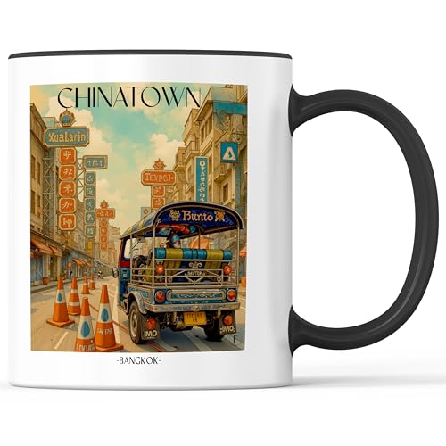 favplace Tasse mit Städtemotiv Bangkok Chinatown Thailand Kaffeebecher - Geschenkidee bzw. Geschenk für Fernweh oder Heimat - Reise Kaffeetasse 330ml Schwarz favplace Tasse mit Städtemotiv Bangkok Chinatown Thailand Kaffeebecher - Geschenkidee bzw. Geschenk für Fernweh oder Heimat - Reise Kaffeetasse 330ml Schwarz von favplace