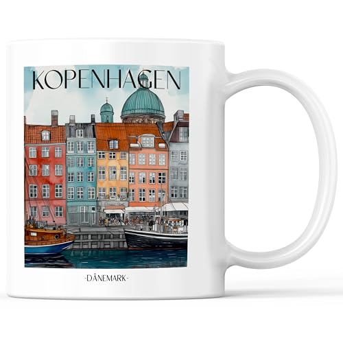 favplace Tasse mit Städtemotiv Kopenhagen Dänemark Kaffeebecher - Geschenkidee bzw. Geschenk für Fernweh oder Heimat - Reise Kaffeetasse 330ml Weiß favplace Tasse mit Städtemotiv Kopenhagen Dänemark Kaffeebecher - Geschenkidee bzw. Geschenk für Fernweh oder Heimat - Reise Kaffeetasse 330ml Weiß von favplace