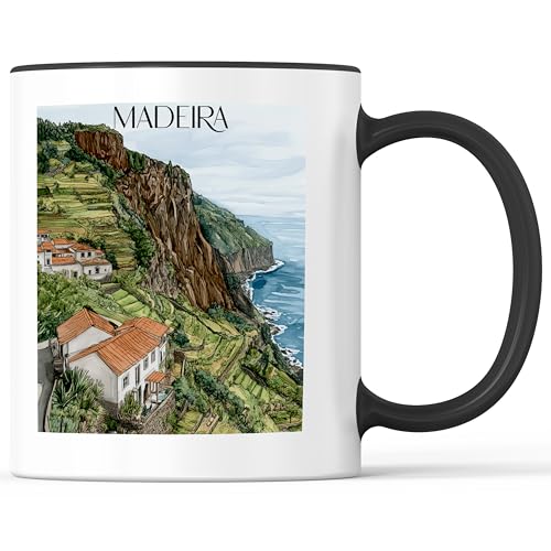 favplace Tasse mit Städtemotiv Madeira Portugal Kaffeebecher - Geschenkidee bzw. Geschenk für Fernweh oder Heimat - Reise Kaffeetasse 330ml Schwarz von favplace