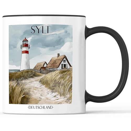 favplace Tasse mit Städtemotiv Sylt Deutschland Kaffeebecher - Geschenkidee bzw. Geschenk für Fernweh oder Heimat - Reise Kaffeetasse 330ml Schwarz favplace Tasse mit Städtemotiv Sylt Deutschland Kaffeebecher - Geschenkidee bzw. Geschenk für Fernweh oder Heimat - Reise Kaffeetasse 330ml Schwarz von favplace