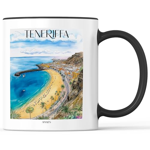 favplace Tasse mit Städtemotiv Teneriffa Kanaren Spanien Kaffeebecher - Geschenkidee bzw. Geschenk für Fernweh oder Heimat - Reise Kaffeetasse 330ml Schwarz favplace Tasse mit Städtemotiv Teneriffa Kanaren Spanien Kaffeebecher - Geschenkidee bzw. Geschenk für Fernweh oder Heimat - Reise Kaffeetasse 330ml Schwarz von favplace