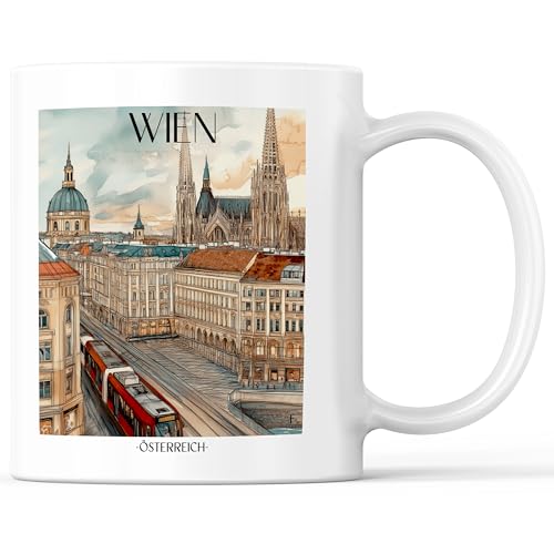 favplace Tasse mit Städtemotiv Wien Österreich Kaffeebecher - Geschenkidee bzw. Geschenk für Fernweh oder Heimat - Reise Kaffeetasse 330ml Weiß favplace Tasse mit Städtemotiv Wien Österreich Kaffeebecher - Geschenkidee bzw. Geschenk für Fernweh oder Heimat - Reise Kaffeetasse 330ml Weiß von favplace