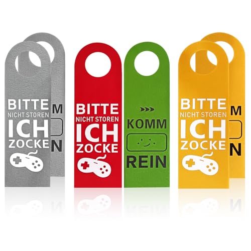 6pcs Türbehang aus Filz - Bitte Nicht Stören,ich Zocke oder-KOMM REIN-Zocker Geschenk,Gamer Zimmer Deko,Gamer Geschenk,Teenager Jungen Geschenk,Coole Personalisiert Lustiges Zocker Deko von fawerger