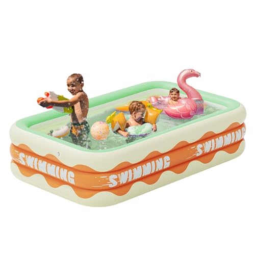 Planschbecken Groß Für Kinder Und Erwachsene, Aufblasbarer Pool Rechteckig, Aufblasbare Schwimmbecken, Familien Swimming Pool Für Partys, Garten, Outdoor, Aufblasbarer Familienpool von fayarrd