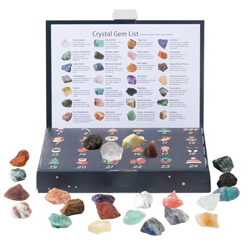 fayarrd Adventskalender Weihnachten - Kristall Adventskalender - Mineralien Edelsteine 24 Tage Sammlung Für Kinder Erwachsene Home Deko Weihnachtsfest von fayarrd