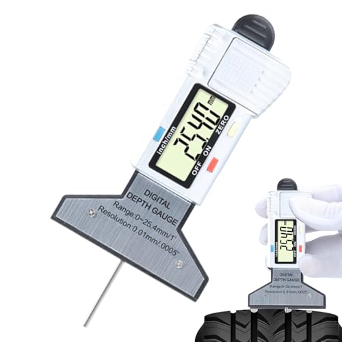 fayarrd Reifentiefe, Laufstufe Tiefe - Reifenmessertiefe Digital | Digital 0-25.4mm Range Wear Checker 0,01 mm Auflösungshandwerkzeug für Auto und Motorräder von fayarrd