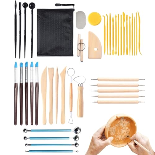 fayarrd Töpferschnitzwerkzeuge, Tonschnitzwerkzeuge | 42 Stücke Erwachsene Keramik Kit Keramik Making Set - Vielseitige Tonmodellierungsvorrichtung Skulptionen für die Gestaltung der von fayarrd