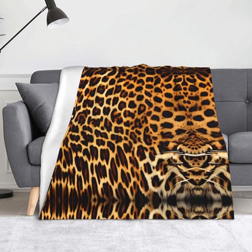 Decke mit Streifen auf Leoparden, superweiche Flanell-Fleecedecke, 152,4 x 127 cm, 100 % Polyester, warme Decke für Couch, Camping und Geschenke. von fdgbnm