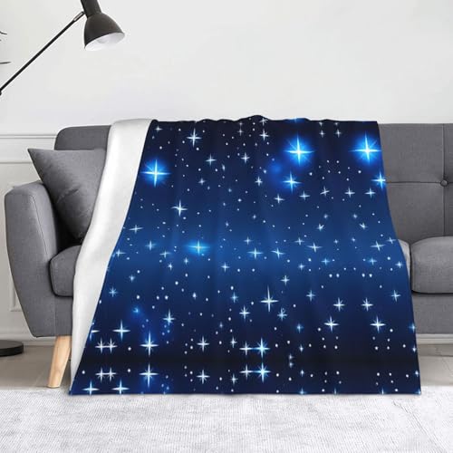 Decke mit blauem Sternmuster, superweiche Flanell-Fleecedecke, 152,4 x 127 cm, 100 % Polyester, warme Decke für Couch, Camping und Geschenke. von fdgbnm