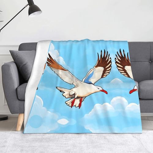 Decke mit fliegenden Möwen, superweiche Flanell-Fleecedecke, 152,4 x 127 cm, 100 % Polyester, warme Decke für Couch, Camping und Geschenke. Decke mit fliegenden Möwen, superweiche Flanell-Fleecedecke, 152,4 x 127 cm, 100 % Polyester, warme Decke für Couch, Camping und Geschenke. von fdgbnm