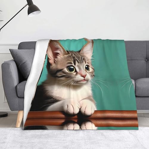 Eine neugierige Katzendecke. Superweiche Flanell-Fleecedecke, 152,4 x 127 cm, 100 % Polyester, warme Decke für Couch, Camping und Geschenke. Eine neugierige Katzendecke. Superweiche Flanell-Fleecedecke, 152,4 x 127 cm, 100 % Polyester, warme Decke für Couch, Camping und Geschenke. von fdgbnm
