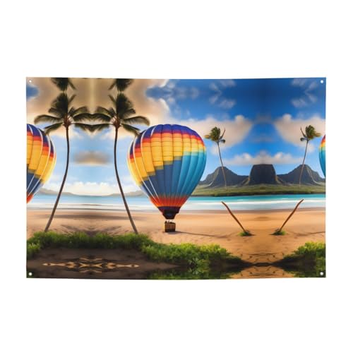 FDGBNM Hawaii-Heißluftballon, lebendiges Party-Banner, 119,4 x 43,2 cm, UV-beständig, lichtbeständig, 4 Ösen, für den Innen- und Außenbereich von fdgbnm