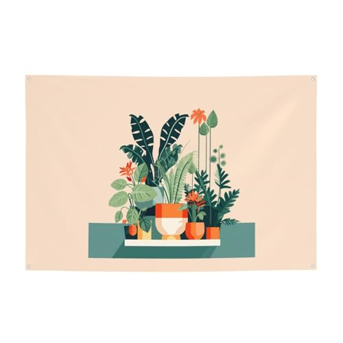 FDGBNM Kleine grüne Cartoon-Pflanze, lebendiges Party-Banner, 119,4 x 43,2 cm, UV-beständig, lichtbeständig, 4 Ösen, für den Innen- und Außenbereich. von fdgbnm