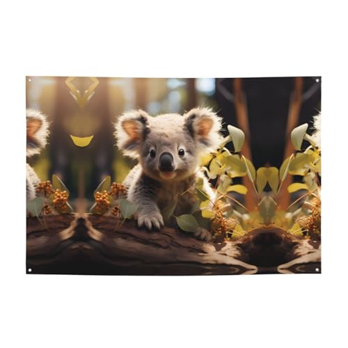 FDGBNM Niedliche Koala-Pflanze, lebendiges Party-Banner, 119,4 x 43,2 cm, UV-beständig, lichtbeständig, 4 Ösen, für den Innen- und Außenbereich geeignet. von fdgbnm