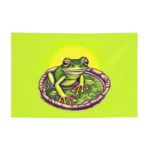 FDGBNM Party-Banner, Frosch im Teich, 119,4 x 43,2 cm, UV-beständig, lichtbeständig, 4 Ösen, für den Innen- und Außenbereich geeignet. FDGBNM Party-Banner, Frosch im Teich, 119,4 x 43,2 cm, UV-beständig, lichtbeständig, 4 Ösen, für den Innen- und Außenbereich geeignet. von fdgbnm